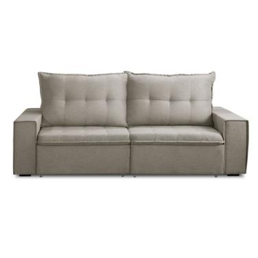 Imagem de Sofá Retrátil Reclinável Valentino 2,10m Linho Star Confort Carvalho