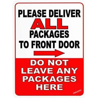 Imagem de Wall Decor Please Deliveriver All Packages to Front Door Do Not Leave Packages Here Right Arrow, Road Garden Metal Tin Outdoor & Indoor Placa de segurança 20 x 30 cm (pacote com 2)