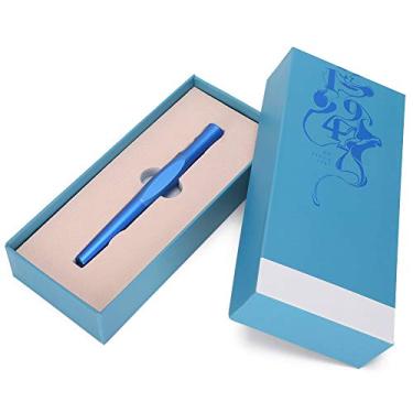 Imagem de Caixa de presente Caneta-tinteiro Elegante Colorida Liga de Alumínio Caneta para escrita comercial Fluxo de tinta suave para estudantes Profissionais Azul Tipo 13,3 cm com