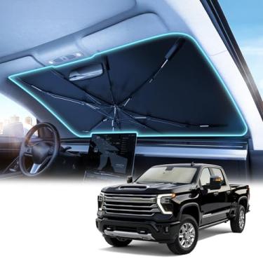 Imagem de Nmoiss Guarda-sol de para-brisa para carro Silverado- [Protetor térmico de revestimento de vinil] Protege o carro dos raios solares e danos causados pelo calor, mantém fresco e protege o interior