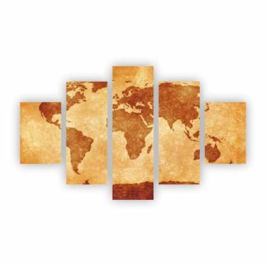 Imagem de Quadro Mapa Mundi Decorativo Tons Terrosos Canvas 110X65Cm - Plimshop