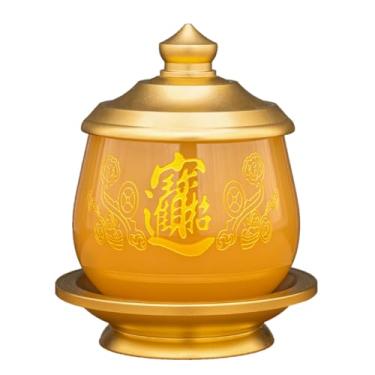 Imagem de FENNYYAR Topázio copo de abastecimento de água copo de buda oferta doméstica, 13 cm, ornamento artesanal de Deus da Riqueza