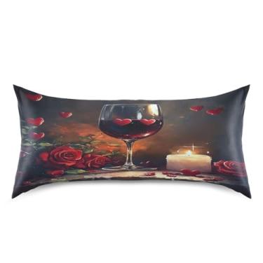 Imagem de ATTX Fronha de almofada de vinho e rosas com fecho de envelope para cabelo e pele, macia, respirável, suave, ambos os lados, capa de almofada de seda refrescante (King 50 cm × 101 cm, 1 peça) #784