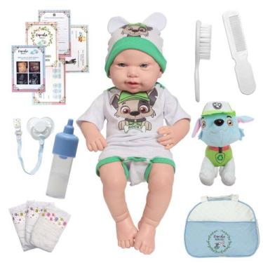 Imagem de Bebe Reborn Boneco 100% Silicone Enxoval Patrulha Canina - Cegonha Reb