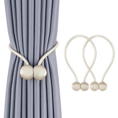 Imagem de Kit de 2 Prendedores Magnéticos para Cortina – Enfeites Decorativos, Práticos para Sala e Quarto(Creme)