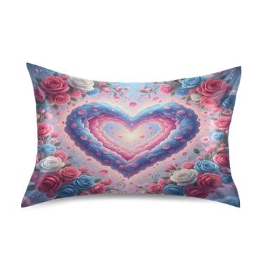 Imagem de SEHANY Capas de almofada de seda para cabelo e pele para o Dia dos Namorados, capas de almofada de cetim respiráveis macias e refrescantes com fecho de envelope, tamanho king (50,8 x 76,2 cm)