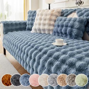 Imagem de HGTRH Capa de sofá para sofá seccional em forma de L, almofadas antiderrapantes, quentes e amigáveis à pele, laváveis com sensação de massagem, capa de seda de sofá de vários tamanhos, azul royal, 178