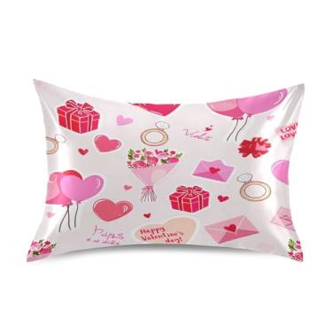 Imagem de SEHANY Capas de almofada de seda para cabelo e pele para o Dia dos Namorados, capas de almofada de cetim respiráveis macias e refrescantes com fecho de envelope, tamanho king (50,8 x 76,2 cm)