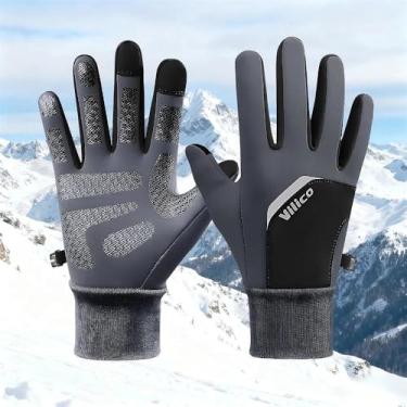 Imagem de Luvas de inverno com tela sensível ao toque à prova de vento, resistentes à água, térmicas ao ar livre, antiderrapante, forradas quentes, dedo inteiro para esportes