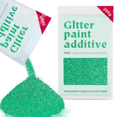 Imagem de TORC Aditivo de tinta com glitter verde – pó de glitter multitamanho para tinta acrílica, paredes, móveis de madeira e artesanato (200 g) - uso interior/exterior em todos os acabamentos