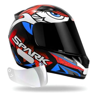 Imagem de Capacete Masculino Ebf Dragon Vermelho + Viseira Fumê (58)
