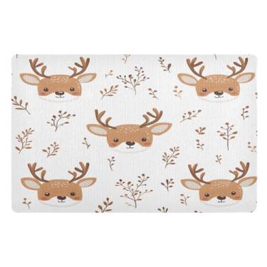 Imagem de STAYTOP Tapete de porta de veado de Natal para entrada externa 81 x 50 cm, tapete de boas-vindas ao ar livre/interno, tapetes de banho fofos, capacho frontal antiderrapante para entrada, pátio, áreas