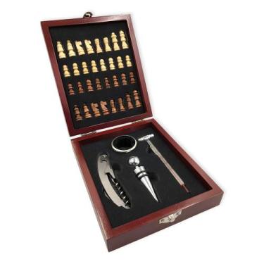 Imagem de Kit Abridor De Vinho Com Jogo De Xadrez Abridor Garrafa - UnyHome