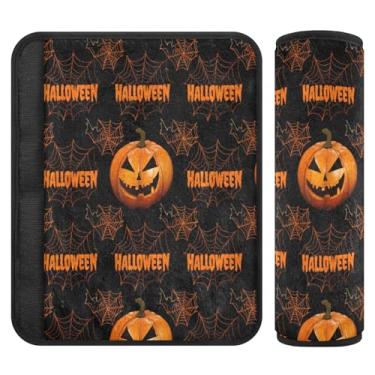 Imagem de Burbuja Capa para cinto de segurança de carro com elementos temáticos de Halloween, protetor de cinto de segurança macio e confortável para alça de ombro de assento, 1 par pequeno