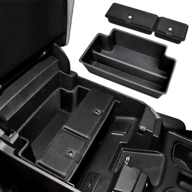 Imagem de RERPRO Bandeja organizadora de console central compatível com Chevy Silverado/GMC Sierra 1500 2022-2026, caixa de armazenamento de apoio de braço para Silverado/Sierra 2500HD 3500HD, console completo