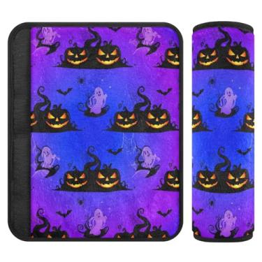 Imagem de Burbuja Capa para cinto de segurança de carro Spooky Pumpkins Protetor de cinto de segurança de carro macio confortável para alça de ombro de assento, 1 par médio