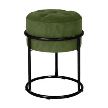 Imagem de Puff Argola Decoraçao Quarto Banqueta Ferro Pulf Penteadeira Sala puff redondo para Quarto, Sala e penteadeira(Verde Musgo/Preto)