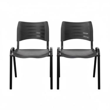 Imagem de Kit 2 Cadeiras Iso Fixa Empilhável Reforçada para Recepção, Escritório