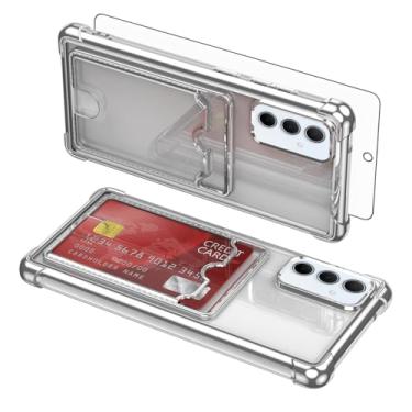 Imagem de Asuwish Capa de celular para Samsung Galaxy S24 FE 5G com protetor de tela de vidro temperado e suporte de cartão rígido híbrido resistente à prova de choque acessórios S 24 EF AI S24FE 24S feminino