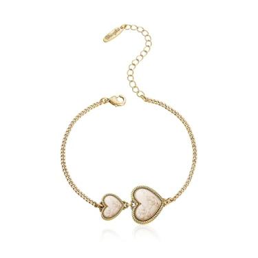 Imagem de Montana West Pulseira feminina Wrangler com pingente de coração ajustável, ouro 14 quilates, turquesa, joias modernas, one size, Aço inoxidável