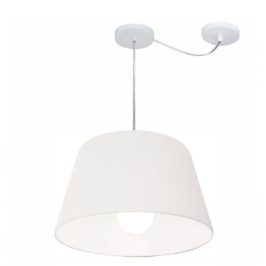 Imagem de Lustre Pendente Cone Com Desvio De Centro Vivare Md-4273 Cúpula Em Tecido 30x40cm - Bivolt Branco 127/220v