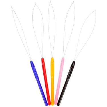Imagem de 5 peças rosqueador de contas fio de aço inoxidável cabo de plástico 5 cores DIY ferramenta de miçangas para fazer joias, costura, artesanato, amarrar contas, 5 peças