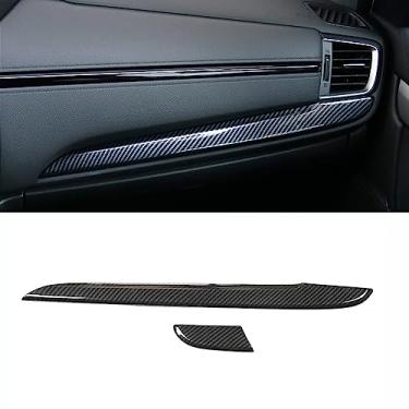 Imagem de KELEIMAI Acessórios de carro adequados para Honda CR-V CRV 2017-2022 Consoles centrais painel painel painel guarnição adesivo decoração interior molduras (fibra de carbono) ABS 2 peças