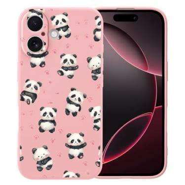 Imagem de MAYCARI Capa de celular fofa com desenho animado Pandas Paws para iPhone 16 de 6,3 polegadas, compatível com Magsafe, capa de borracha gel macia de silicone líquido de ajuste fino com forro de