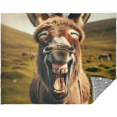 Imagem de Cobertores engraçados de sofá rindo de burro para cama cobertores grandes macios para mulheres 177,8 cm x 139,7 cm cobertor grande colorido