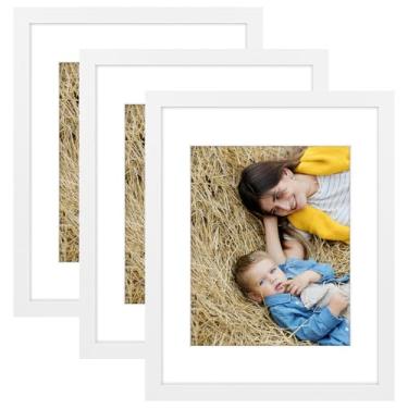 Imagem de Golden State Art, Porta-retrato 28 x 35 cm, pacote com 3, fosco, 20 x 25 cm, com acrílico, conjunto de molduras para galeria - suporte de parede (branco, pacote com 3)