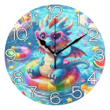 Imagem de GAIGEO Relógio de parede analógico decorativo para sala de aula, relógio de escritório, estético, silencioso, sem tique-taque, decoração de sala de estar, arte moderna, relógio branco, número com Kedu