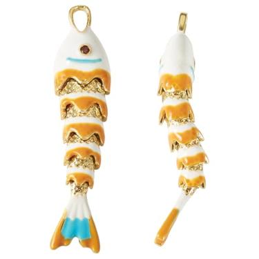 Imagem de Craftdady Berloques de peixe Koi esmaltados banhados a ouro 18 K com zircônia cúbica banhada a ouro 18 quilates e pingentes de animais banhados a ouro 18 K para fazer joias, pulseiras, brincos