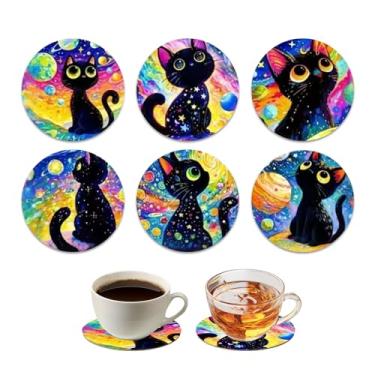 Imagem de Conjunto de 6 porta-copos fofos para cães - conjunto de porta-copos de madeira grossa para proteção contra calor e umidade, ideal para bar em casa, mesa de escritório, decoração de fazenda para