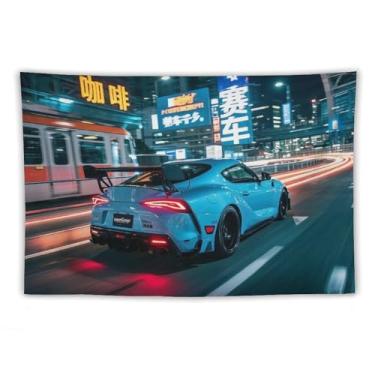 Imagem de HouLaiZhe JDM Tapeçaria de carro Jdm carro Sup vs metrô esportes legal pendurar na parede quarto decoração de casa tapeçarias estética piquenique decoração de parede arte de parede para dormitório