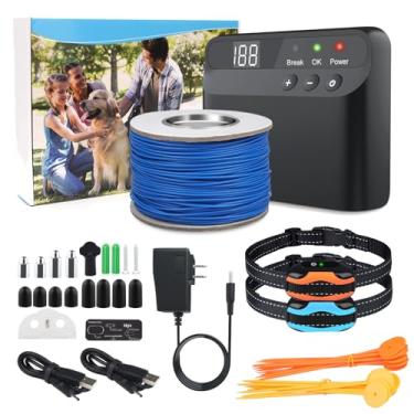 Imagem de PcEoTllar Cerca elétrica para cães, sistema de cerca subterrânea para cães, 2 receptores recarregáveis à prova d'água, com limite subterrâneo/acima do solo de 1,8 m