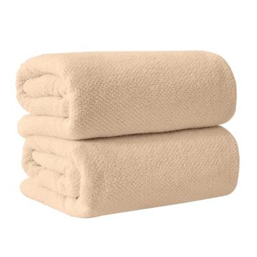 Imagem de Great Bay Home Lençóis de banho taupe - 100% algodão extragrande pacote com 2 toalhas 68x35 extra grande - absorvente, secagem rápida, toalha de banho grande durável para decoração de banheiro