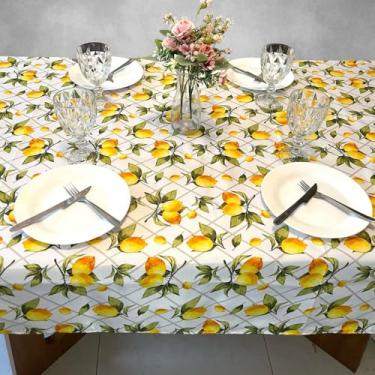 Imagem de Toalha de Mesa Oxford para 4 6 e 8 Cadeiras – Decoração Cozinha Festa e Jantar (Limões,8 lugares 2,60 x 1,45 metros)