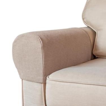 Imagem de BAHULA Capas elásticas para apoio de braço de elastano para cadeiras, sofás, poltronas, poltronas, poltronas, poltronas, poltronas e poltronas, antimanchas e laváveis, conjunto de 2, camelo