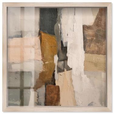 Imagem de Fissured Field III Shadowbox Print Boho Brown Wall Art por Art Remedy, moldura loira, 53 x 53 cm