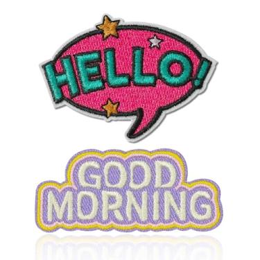 Imagem de Patch bordado engraçado, Hello-Patch para mochilas, arreios para cães, coletes do exército, bolsas de ginástica, chapéus, capacetes