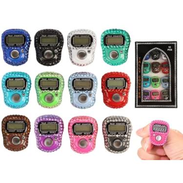 Imagem de Anlising Contador de dedo eletrônico, contador de contagem eletrônico portátil de 12 peças, contadores Tasbeeh eletrônicos digitais, clique digital manual, para pessoas de fileira, pontuação