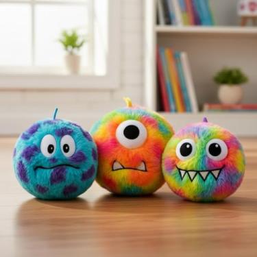 Imagem de Pelúcia Bola Inflável Malucos, Brinquedo Infantil, Multicolorido, 23 cm de Diâmetro, Tecido de Pelúcia, com Bomba de Ar, 170g, Cores Sortidas