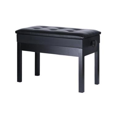 Imagem de Banqueta Preta,Banco Piano,C/Assento Duplo,Ajuste Altura,Baú