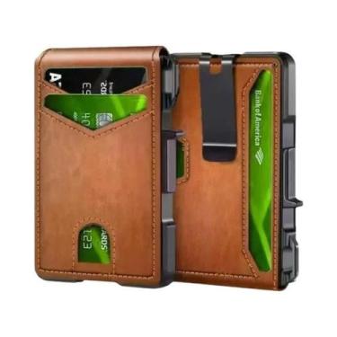Imagem de Carteira Masculina Slim Com Bloqueio RFID, Minimalista, Suporte Para C