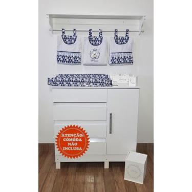 Imagem de Porta Fraldas de Varão e Trocador Anatômico Urso Príncipe Azul Marinho