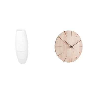 Imagem de Whtkoph Luminária de Chão em Madeira Maciça com Cúpula Simples, Relógio de Parede, Luminária Pendente de Papel, Gaiola para Lâmpada, Protetor, Design Criativo