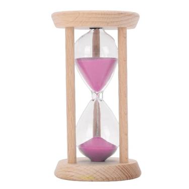 Imagem de ZJchao Ampulheta de Madeira de 5 Minutos, Temporizador de Areia para Cozinhar, Assar, Meditação, Escritório, Sala de Aula Com Moldura Robusta de Madeira de Faia e Interior de Vidro, (PINK)