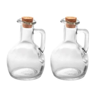 Imagem de Kit 2 Galheteiros 10cm Porta Azeite Vinagre Vidro Tampa Cortiça 180 ml| Mantém o Sabor, Ideal para Azeite Extra Virgem, Vinagres Finos e Presentes
