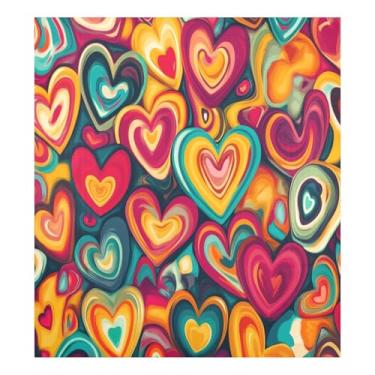 Imagem de Blueangle Corações coloridos capa magnética para lava-louças, decoração frontal da capa da máquina de lavar louça, adesivos de eletrodomésticos, adesivos de eletrodomésticos, 58 cm C x 66 cm adesivo