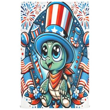 Imagem de Joisal Toalha de chá de mão patriótica de tartaruga de desenho divertido conjunto de toalhas de prato fofas para decoração de cozinha panos absorventes macios 45 x 71 cm, 6 pacotes